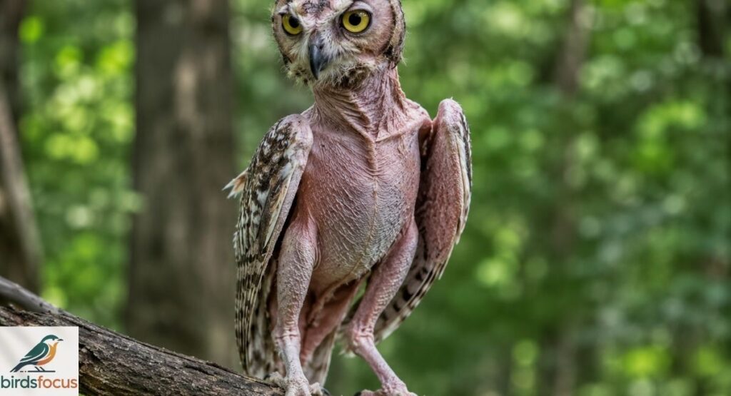 Great Horned Owl Without Feathers